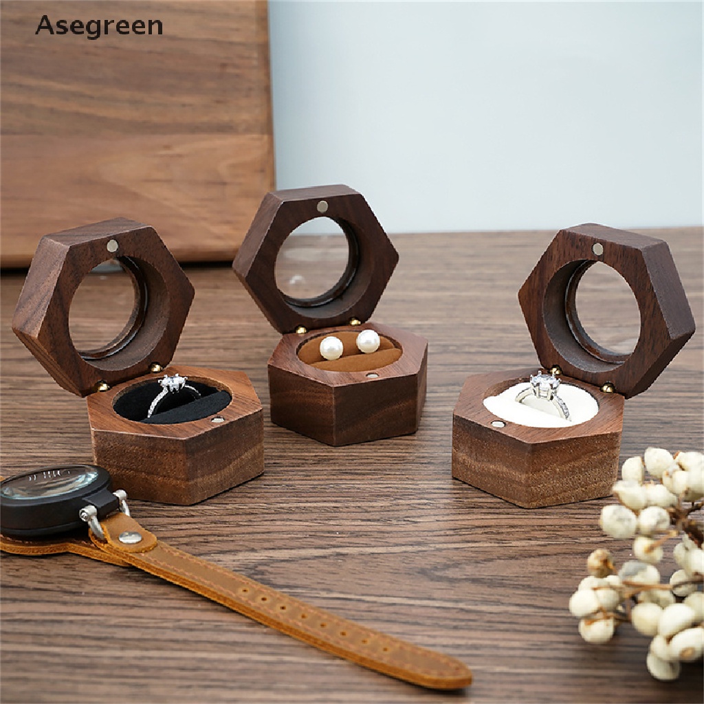 Hộp Đựng Nhẫn Cưới / Đính Hôn Bằng Gỗ Mộc Mạc