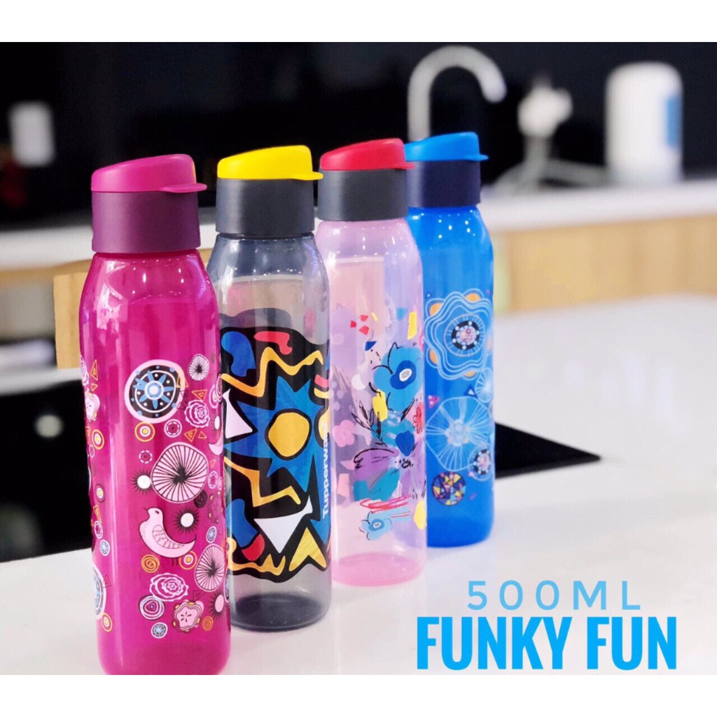 Tupperware &lt;3 BÌNH NƯỚC ECO BOTTLE FUNKY FUN 500ML màu mới có nắp vặn và bật (1 bình)