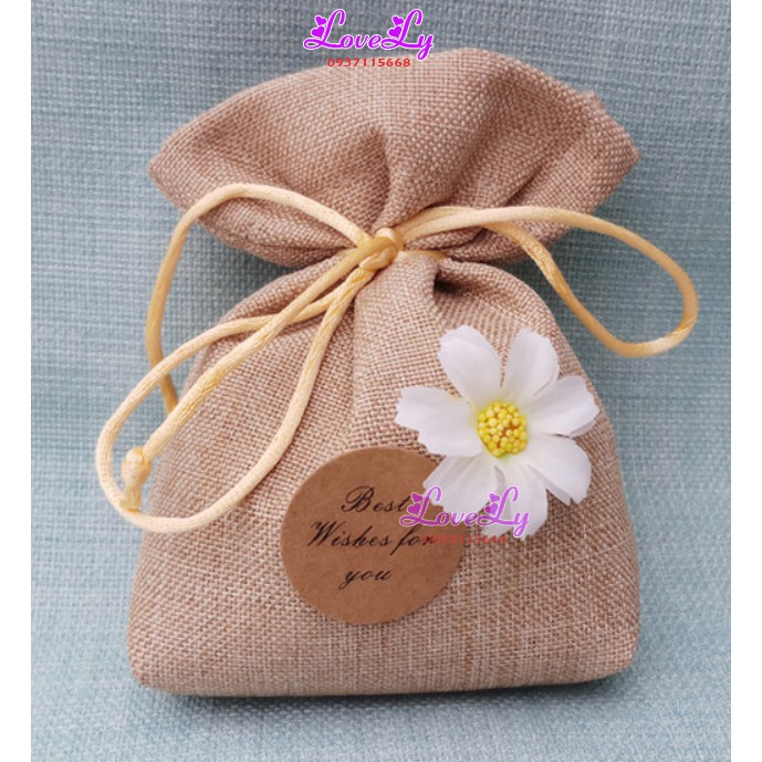 Túi thơm phòng hoa lavender oải hương thơm ngát trang trí chất liệu vải bố, vintage decor
