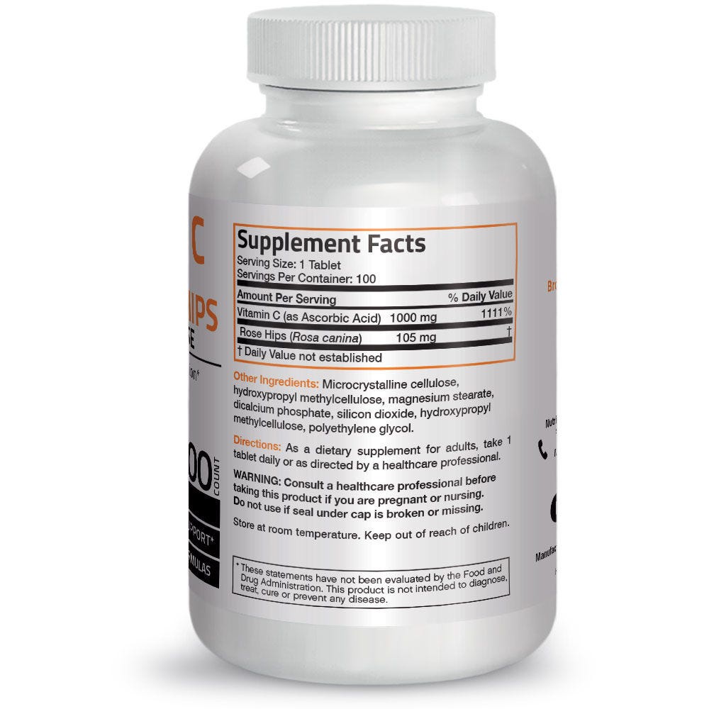 Organic Vitamin C 1000mg SR With Rose Hips - 100 viên Mỹ - Bổ sung Vitamin C