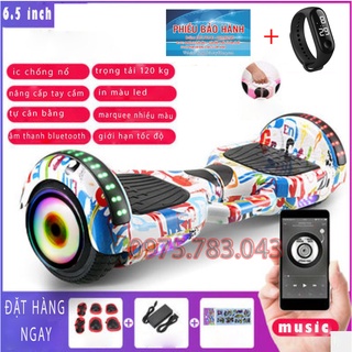 Xe cân bằng điện, xe điện cân bằng 2 bánh lớn 6.5 inch - nhạc - bluetooth tặng miếng bảo vệ + đồng hồ led