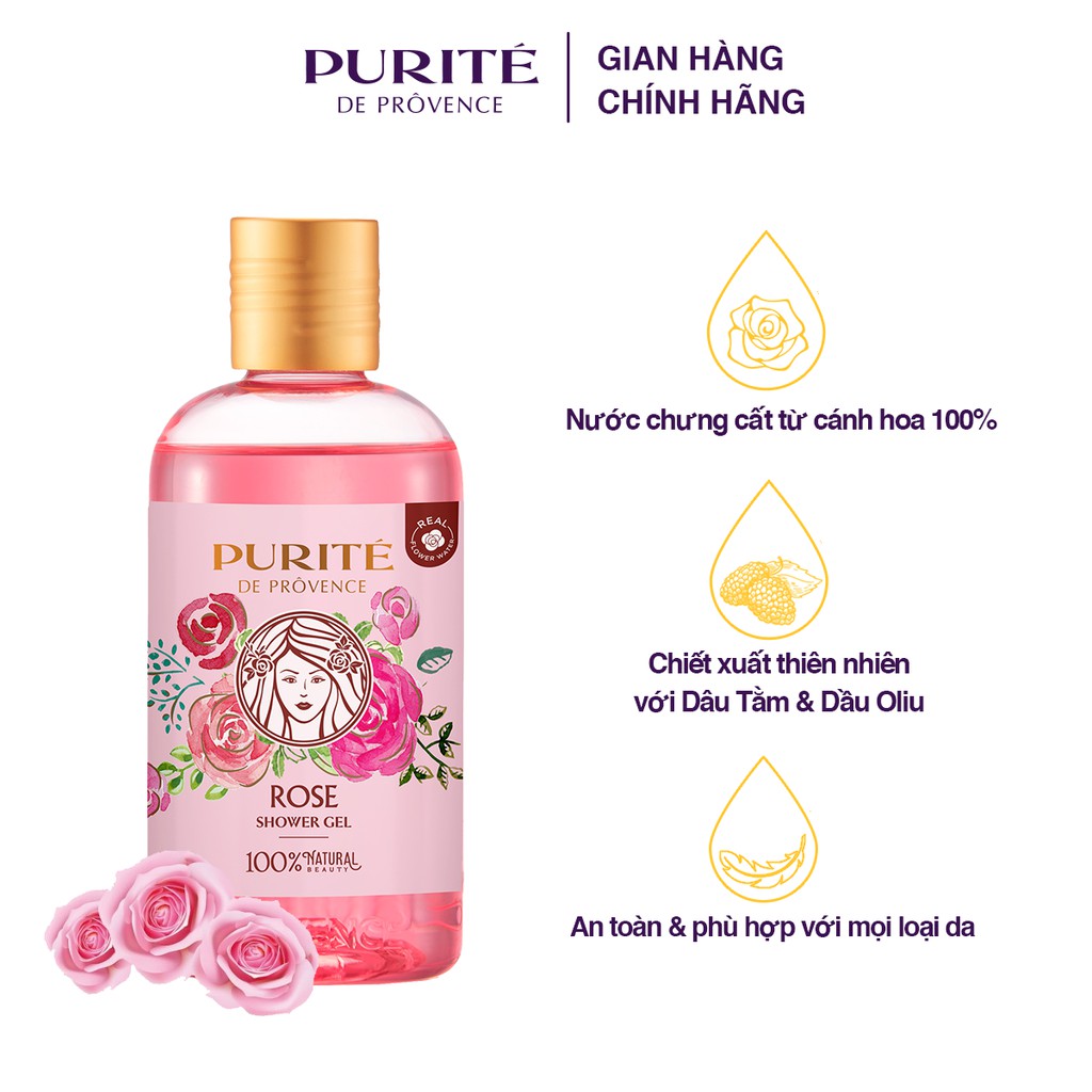  Combo 2 Sữa Tắm Thiên Nhiên Purité Hoa Hồng 850ml + 250ml