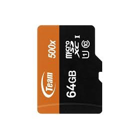 Thẻ nhớ micro SDXC Team 64GB 500x  80MB/s 10 UHS-I kèm Adapter (Đen cam) - Hàng chính hãng