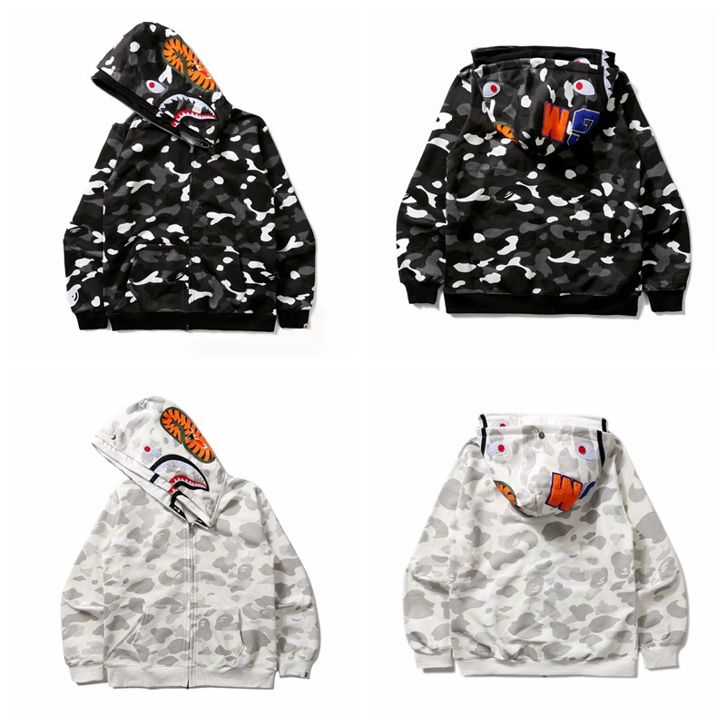 Áo Khoác Hoodie Zip Bape Cá Mũ 2 Lớp