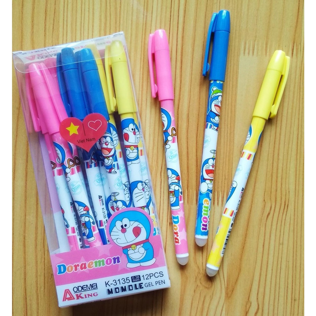 Sỉ 12 hộp (144 cây) bút gel bôi xoá được mực xanh tím