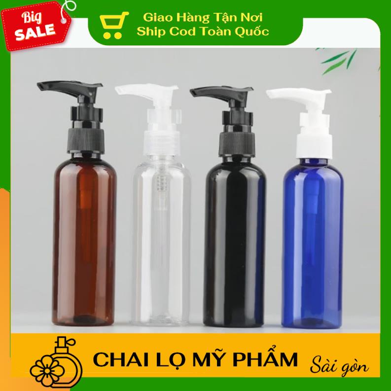 Chai Chiết Mĩ Phẩm ❤ SIÊU RẺ ❤ Chai nhựa pet vòi nhấn sữa tắm 50ml,100ml chiết mỹ phẩm , phụ kiện du lịch