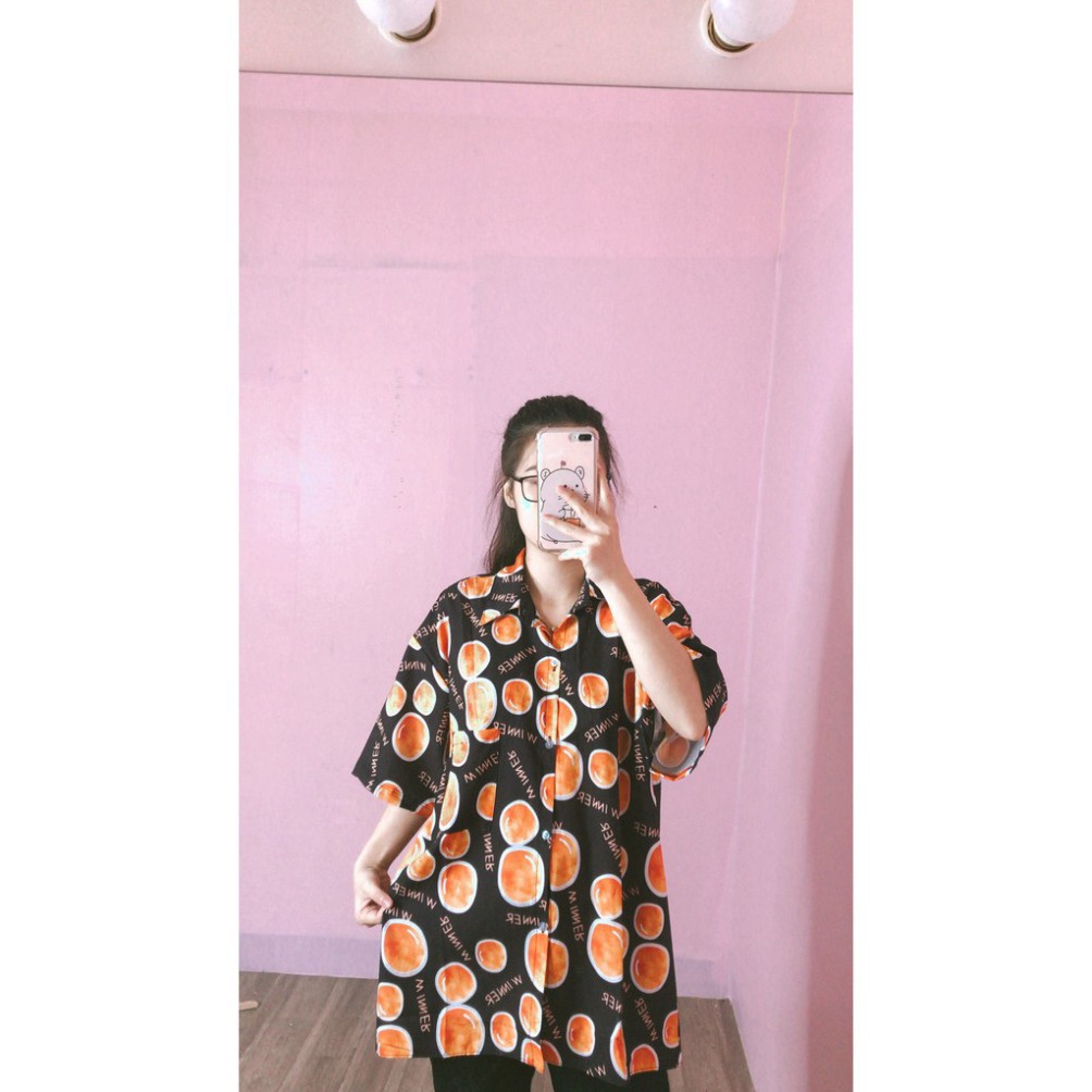 Áo sơ mi cộc tay hoa quả dáng thụng ulzzang thời trang nam nữ/ Áo khoác nhẹ dáng sơ mi cổ bẻ tay lỡ unisex | BigBuy360 - bigbuy360.vn