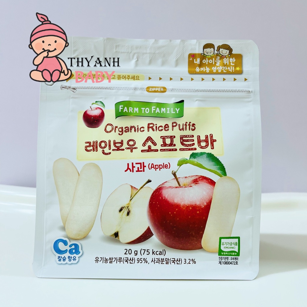 Bánh Gạo Ăn Dặm Hữu Cơ Farm To Family Cho Bé Từ 6m+ dạng thanh