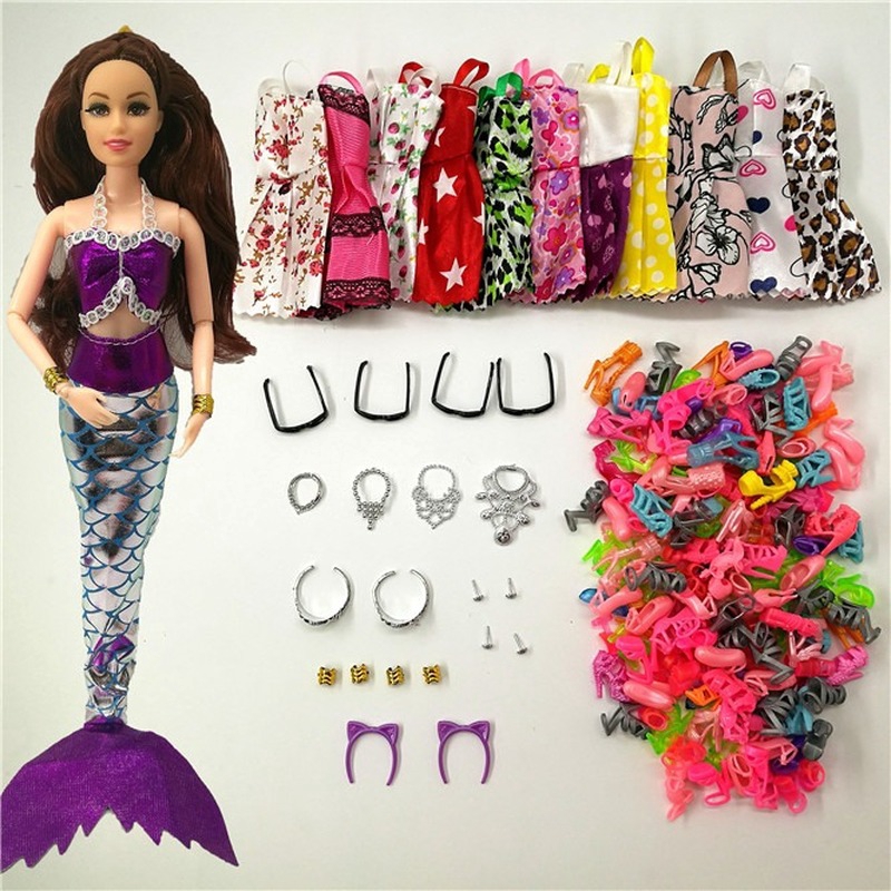 Set 35 món đồ chơi búp bê barbie/nàng tiên cá dễ thương dành cho bé