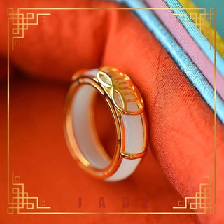 Nhẫn Mạ Vàng / Bạc 925 Đính Ngọc Bích Trắng Cho Cặp Đôi