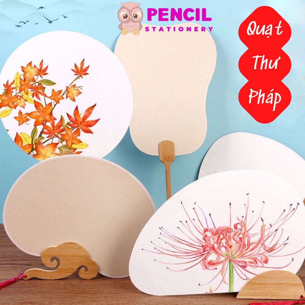Quạt Cầm Tay Cổ Trang Trung Quốc, Quạt Cổ Trang Tự Tô Màu, Quạt Chụp Ảnh Sống Ảo Decor