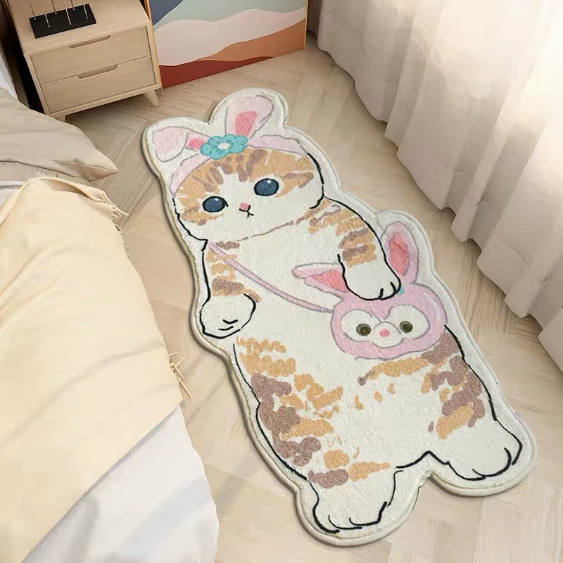 Thảm trang trí phòng ngủ, thảm lông cừu đế dệt hàng nhập cao cấp 50 x 120 cm