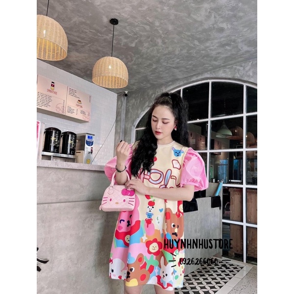 Đầm tay phồng hoạt hình 3D cực hot ,có ảnh thật hàng loại đẹp