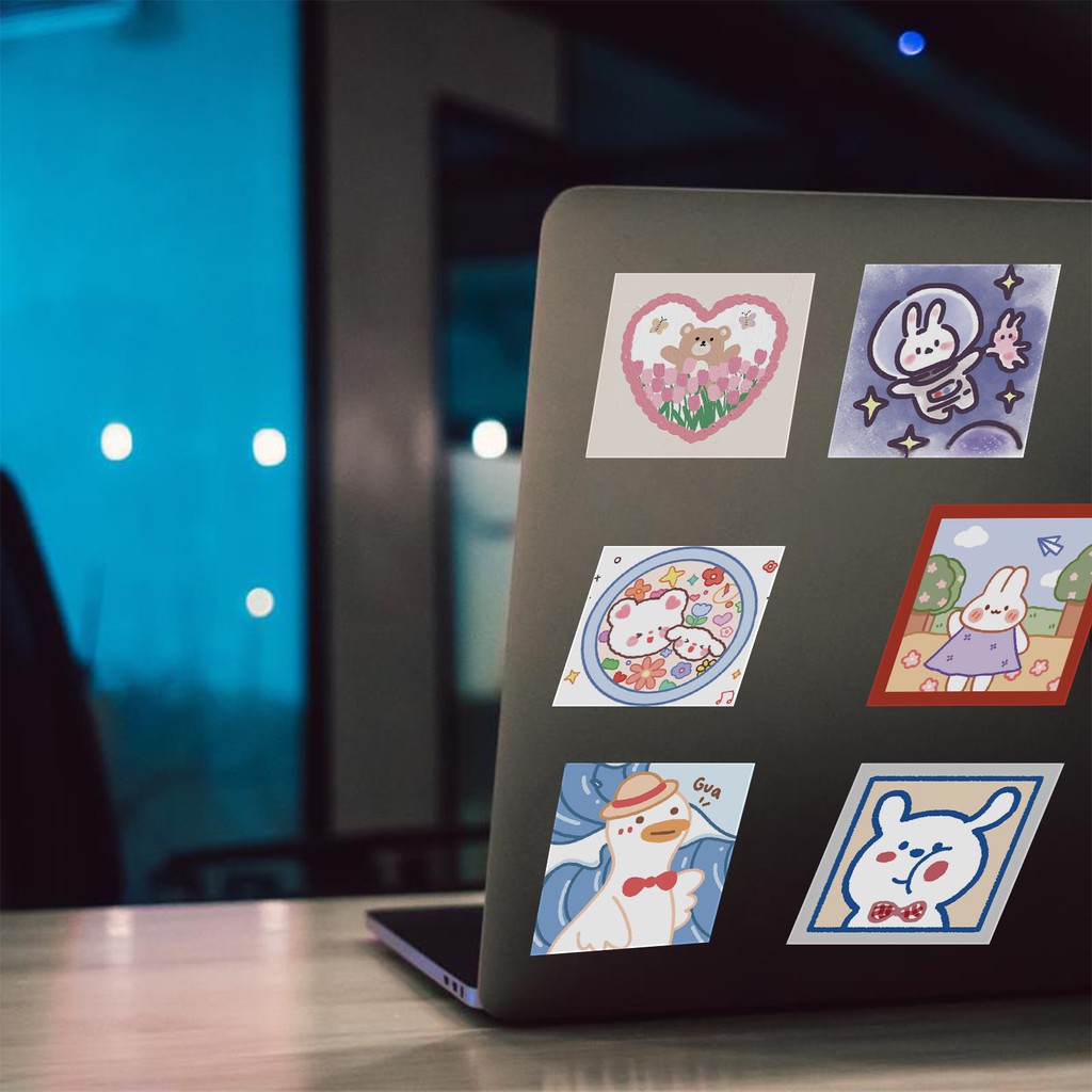 Sticker dán mũ bảo hiểm chống nước, hình dán laptop, điện thoại sét 50 miếng họa tiết cute