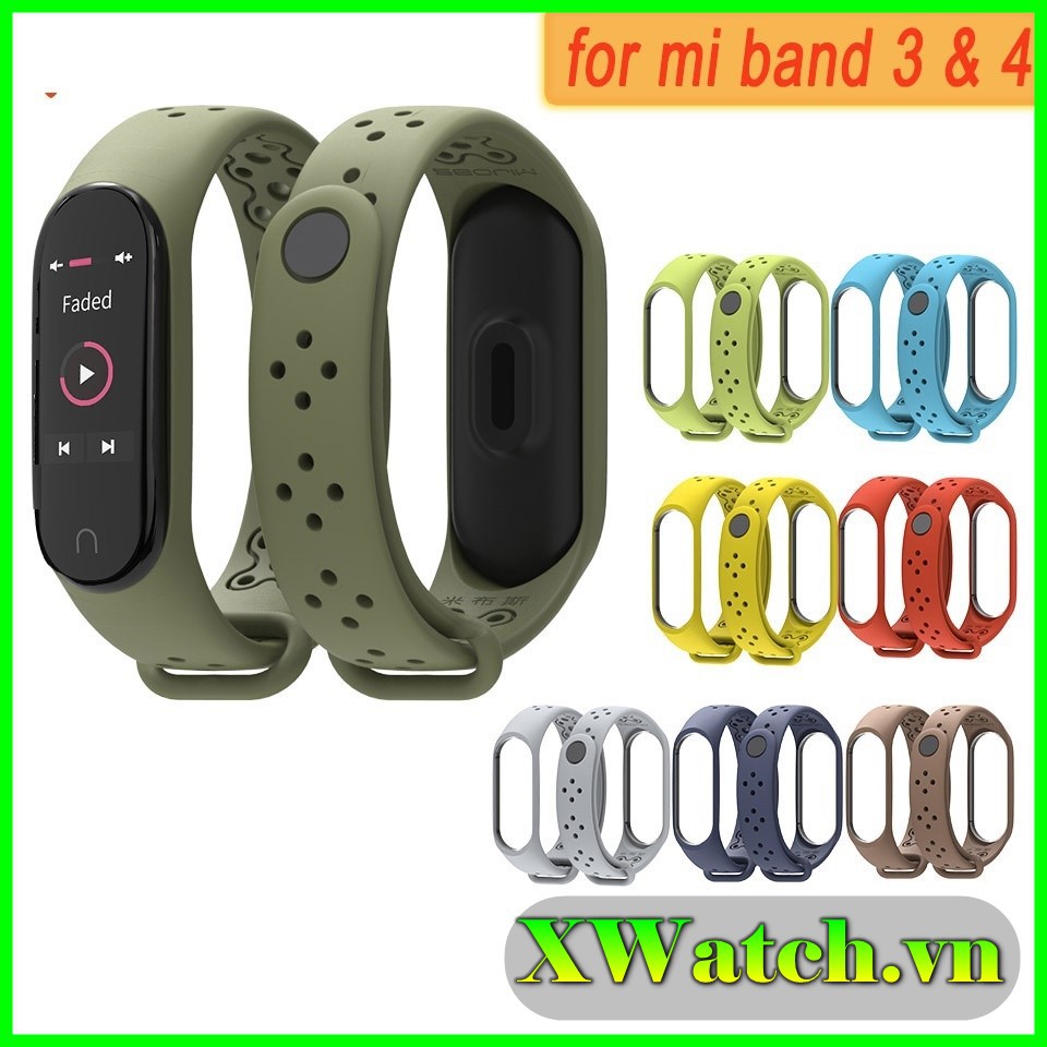 Dây đeo nhiều lỗ  Mijobs thay thế cho Xiaomi Miband 3 miband 4 chống thấm nước, bám bụi thoáng mát