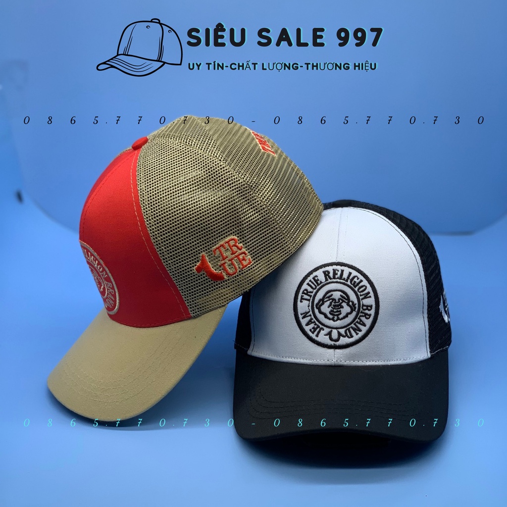 MŨ LƯỠI TRAI PHỐI LƯỚI ÔNG ĐỊA LOGO TRÒN 2 MÀU ĐỎ,ĐEN CAO CẤP ĐẸP