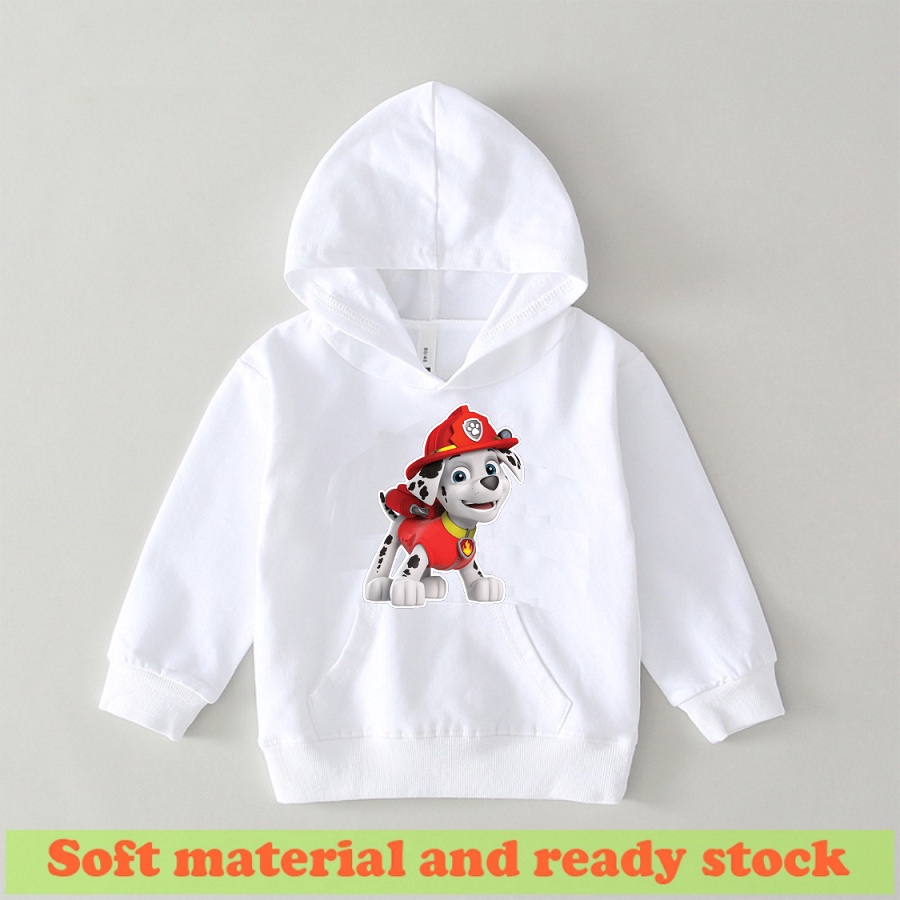 Áo Hoodie màu trắng in hình paw patrol đội chó cứu hộ đủ size cho bé trai bé gái