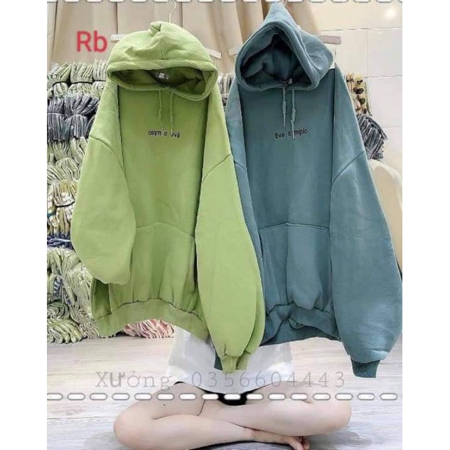 Áo hoodi FIVE ,AM, from rộng nam nữ mặc được, tay bồng, chất  nỉ cotton dầy mịn