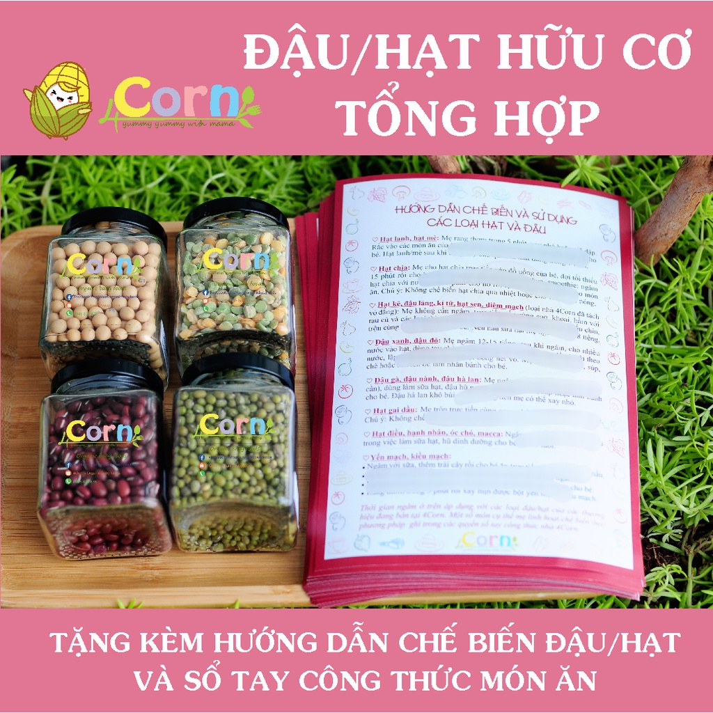 Các loại hạt - đậu hữu cơ chế biến ăn dặm (hũ và túi zip tách lẻ 50-100gr) - Cho bé 6m+