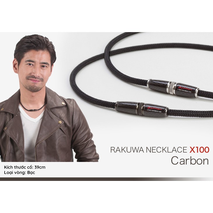 Vòng cổ Phiten Rakuwa x100 carbon