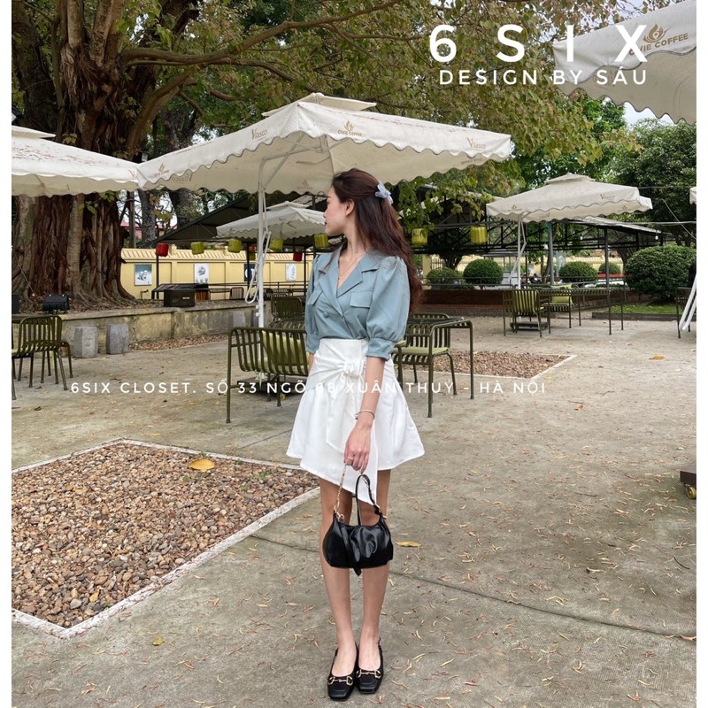 Chân váy công sở dáng A vạt chéo buộc lệch thời trang công sở 6SIX closet | BigBuy360 - bigbuy360.vn