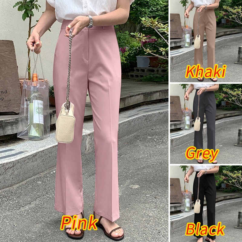 Zanzea Quần Dài Ống Đứng Lưng Thun Cài Nút Phía Trước Thời Trang Cho Nữ