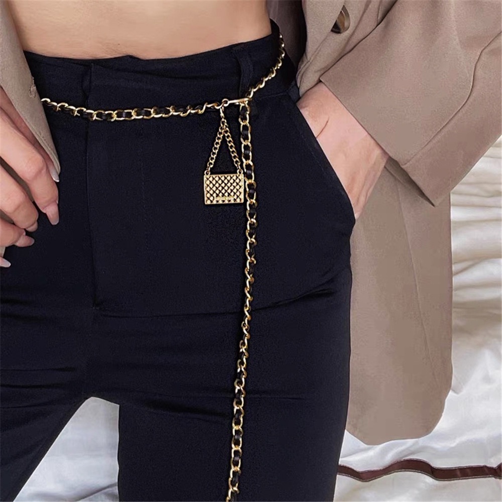 Thắt Lưng Dây Xích 90cm Mặt Khóa Kim Loại Có Thể Điều Chỉnh Thời Trang Thanh Lịch Cho Nữ