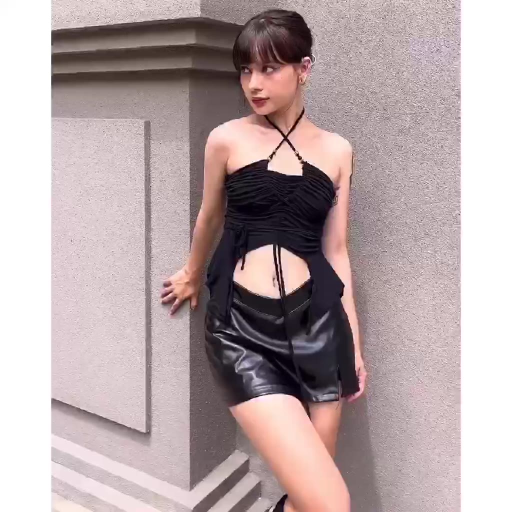 Chân váy da ngắn Có lót quần trong Chống lộ Sexy Lưng cao Chữ A Váy da ngắn sexy Cạp cao Quyến rũ Cao cấp Form chữ A | BigBuy360 - bigbuy360.vn