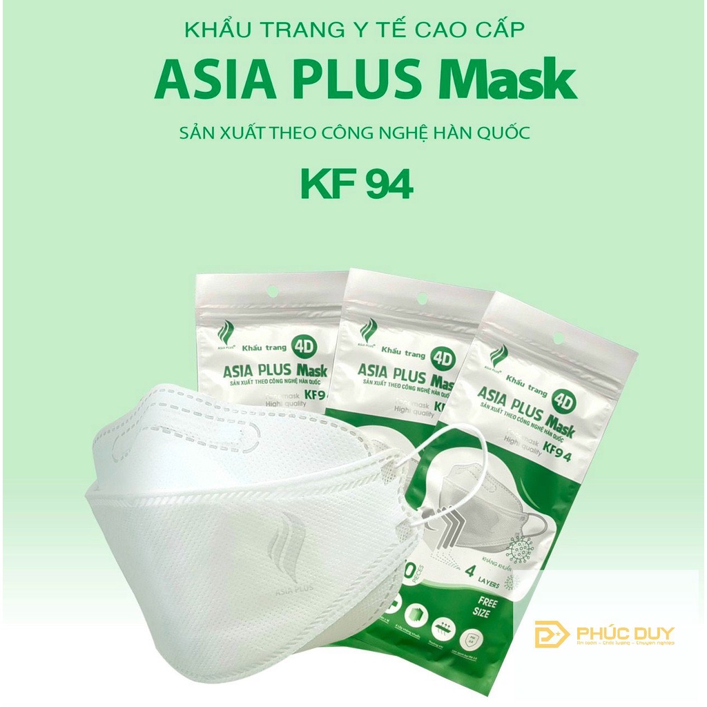 10C Khẩu Trang 4D KF94 ASIA PLUS  Mask 4 Lớp Chống Bụi Mịn Và Kháng Khuẩn