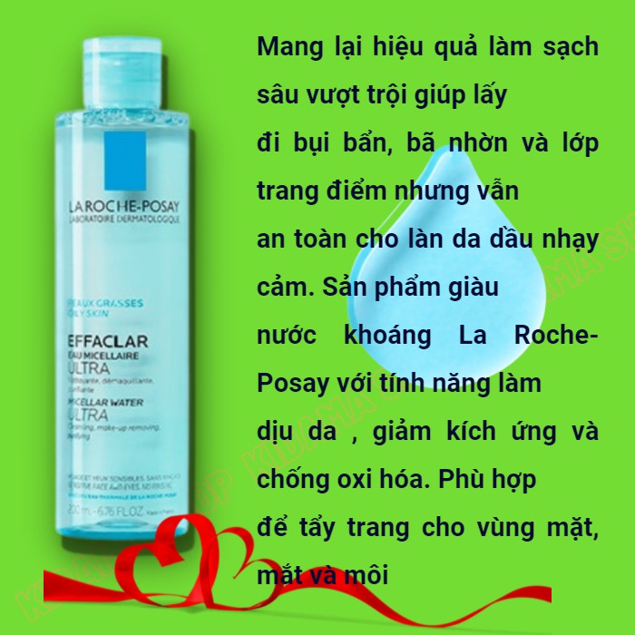 Nước làm sạch sâu tẩy trang cho Da dầu nhạy cảm La Roche Posay hiệu quả vượt trội giúp lấy đi lớp trang điểm | BigBuy360 - bigbuy360.vn
