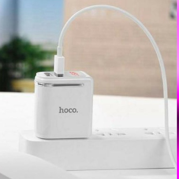 Củ Sạc HOCO C39 | Sạc Nhanh IPtablet táo Androi| 2 USB Led Báo Dòng
