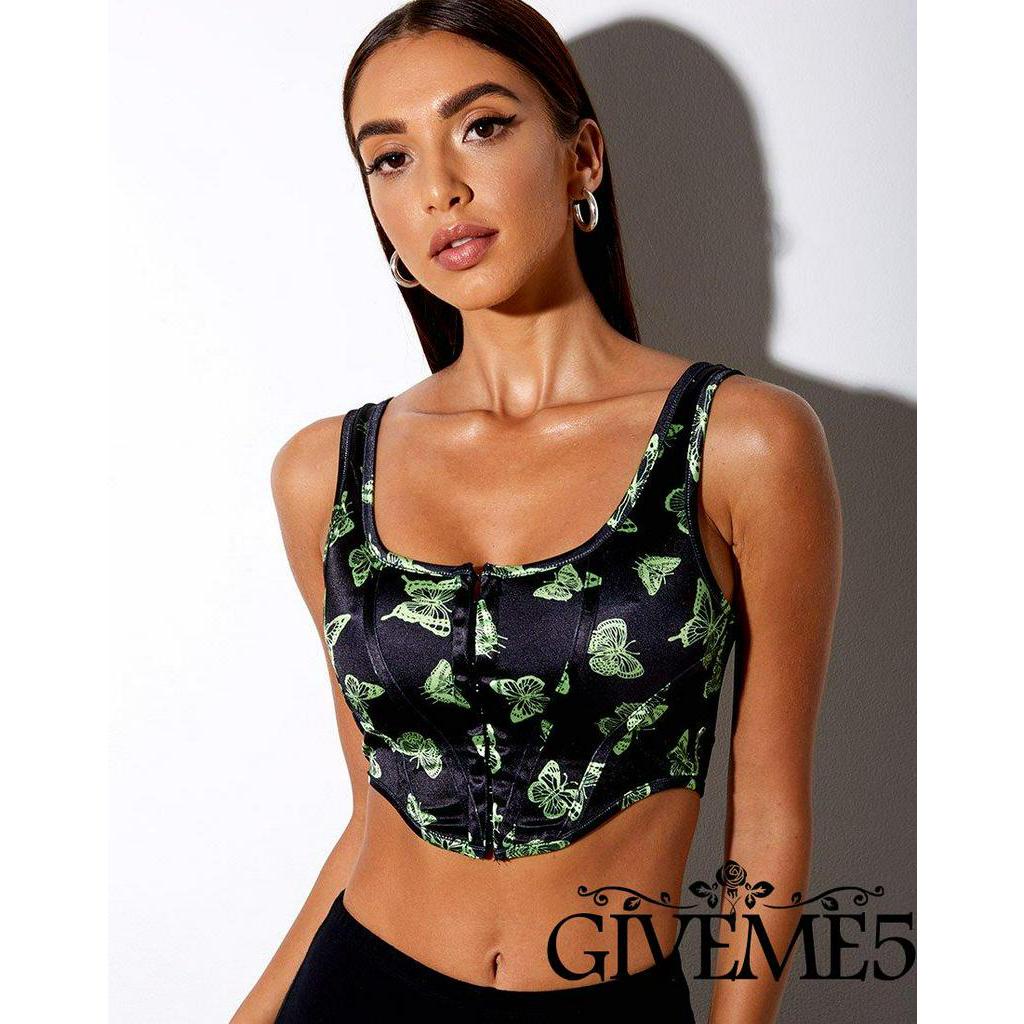 Áo Lửng Hai Dây In Họa Tiết Con Vật Xinh Xắn Dành Cho Nữ