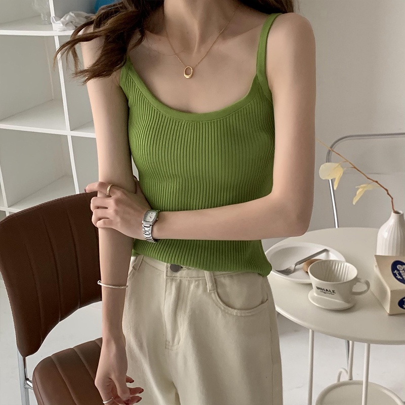 Áo hai dây len tăm Tây Âu Thanh lịch Năng động