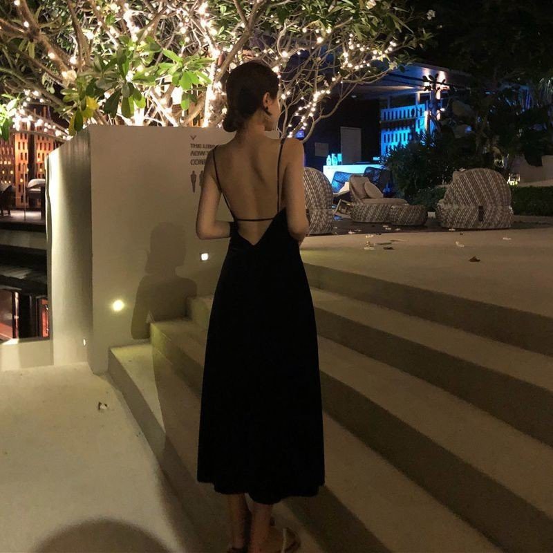 Đầm Maxi Hở Lưng Cổ V Sexy (Có Mút Ngực)
