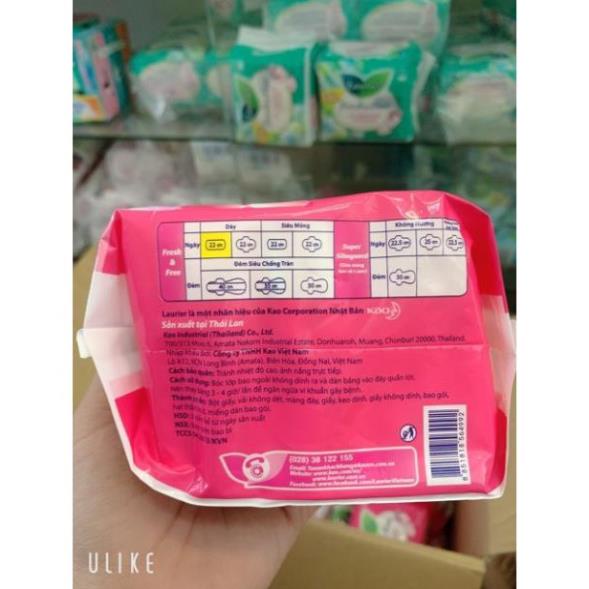 Combo 6 gói băng vệ sinh Laurier fresh &amp; free loại dày 8 miếng / 1 gói ( không cánh )