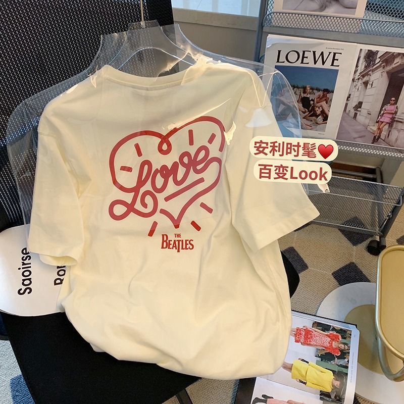 Áo Thun Nữ Tay Ngắn Dáng Rộng In Chữ Thời Trang Xuân Hè Hàng Mới