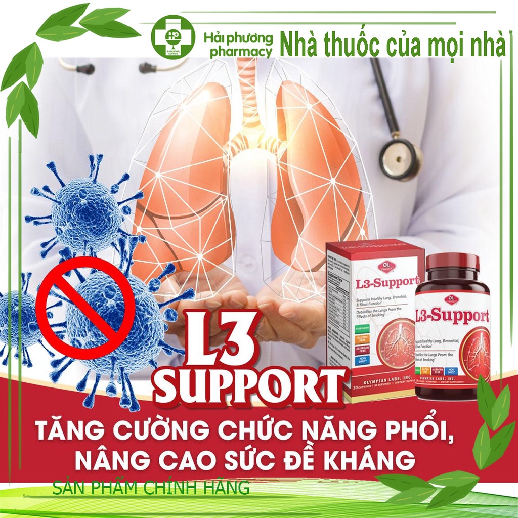 Viên Uống Hỗ Trợ Chức Năng Phổi, Phế Quản Và Xoang Olympian labs L3 Support 30 Viên
