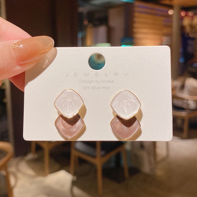 Bông tai mạ bạc 925 hình học phong cách retro thời trang cho nữ F187