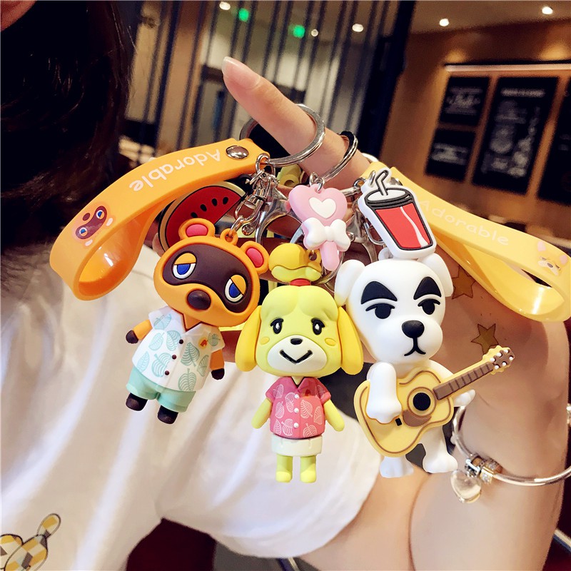 Animal Crossing Son Doll Car Keychain Korea Men Women Lovers Key Chain Pendant Small Cute Keyring Accessories Gift Switc