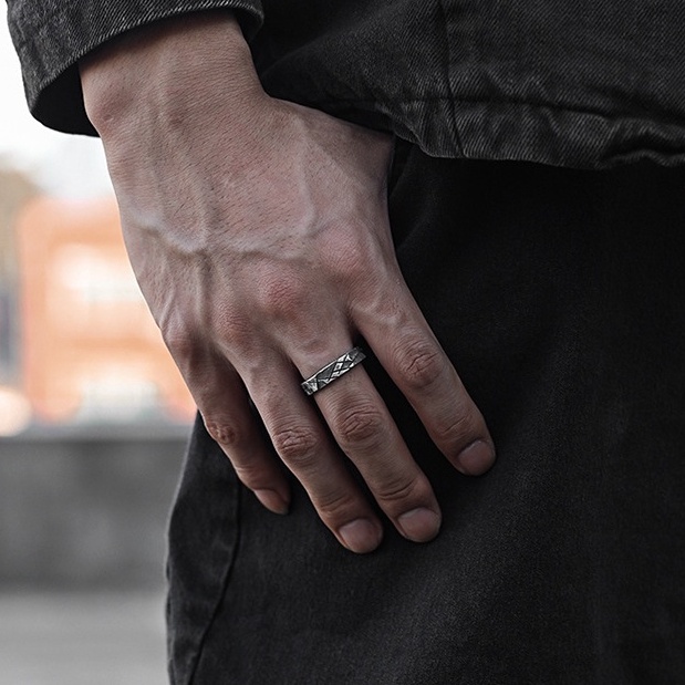 Nhẫn đôi Nhẫn cặp Nam nữ Thiết kế ban đầu Mạ bạc Làm bằng tay Cổ điển Màu bạc Quà tặng Hoa văn Làm như cũ NH-226