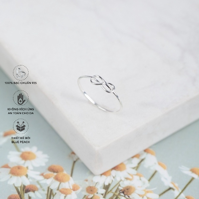 Nhẫn Tay Bạc Blue Peach Vô Cực Xoắn Trơn NT331
