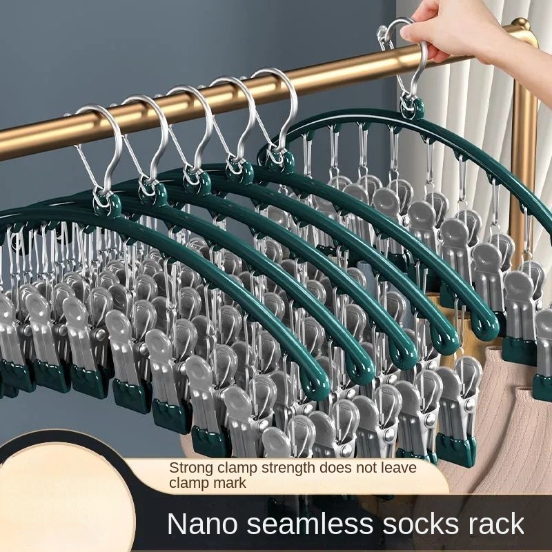 Giá Đỡ 10 Kẹp Phơi Quần Áo Chống Gió Bằng Thép Không Gỉ