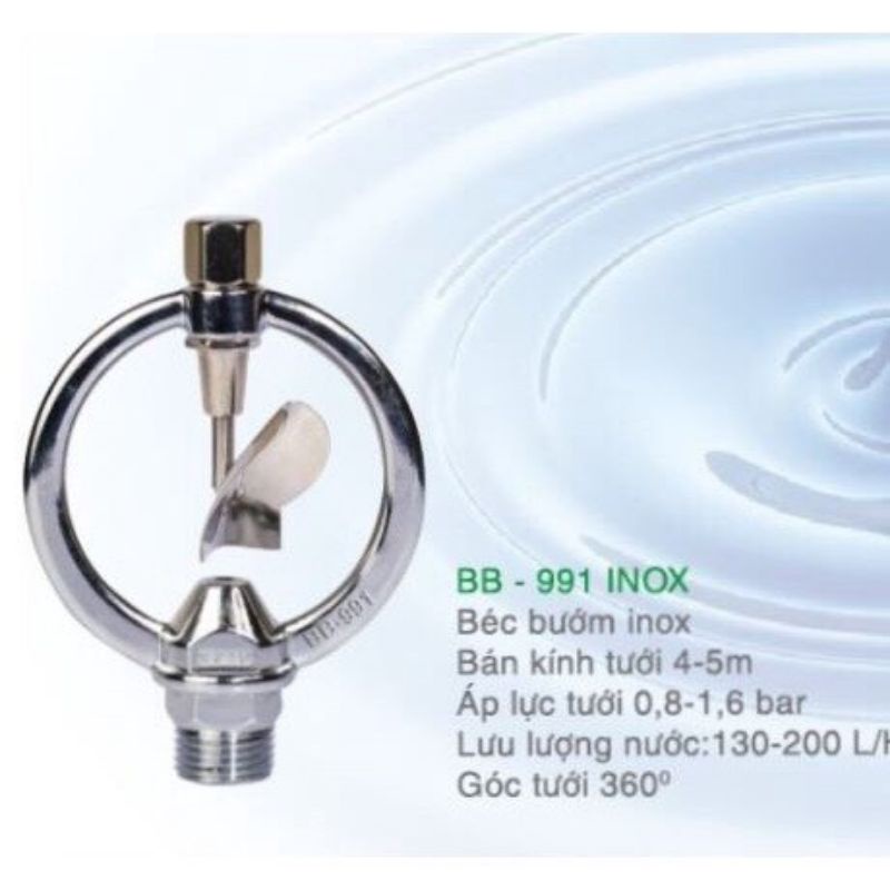 Béc tưới cây inox ren ngoài /ren trong 21