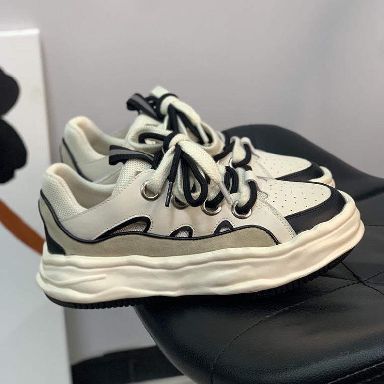 Giày thể thao Ulzzang đế bánh mì độc đáo nam nữ Giầy sneaker độn đế dây dôi Hot Trend 2022