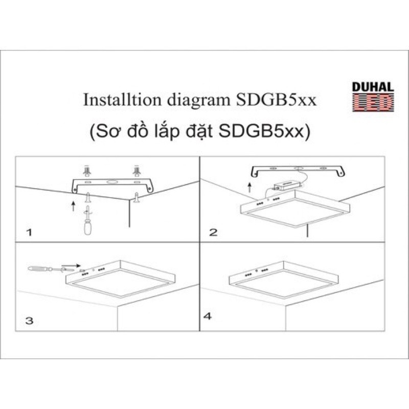 Đèn Led Ốp Trần Vuông Duhal, 12w, 15w, 18w, 24w , mã KDGB- Chính hãng