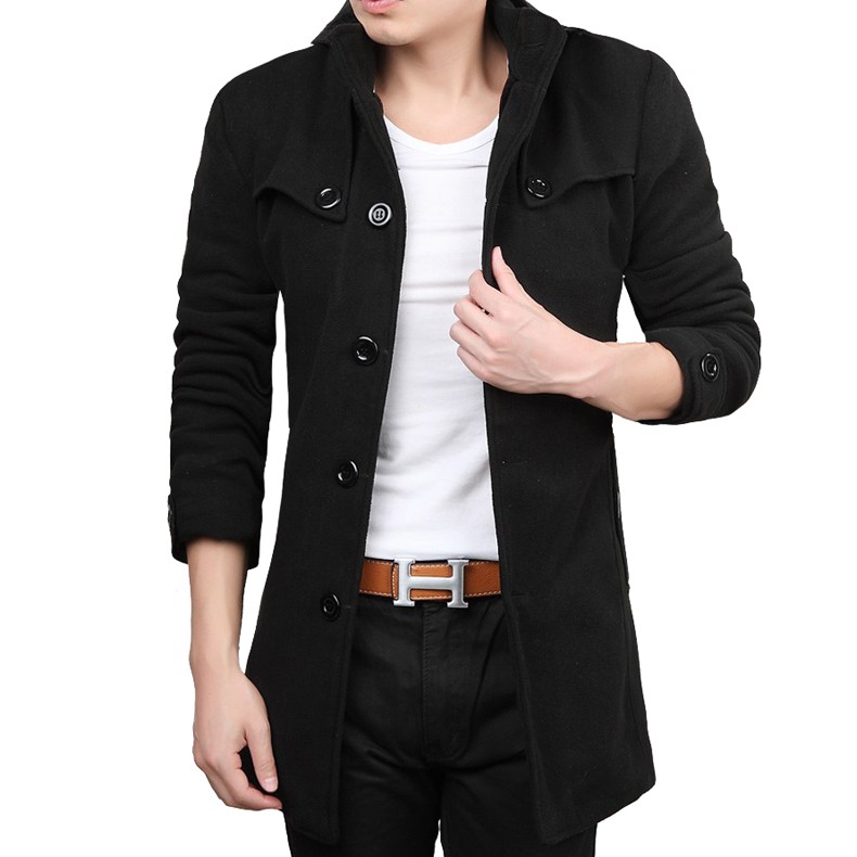 Áo khoác dạ nam dáng măng tô lót nhung có mũ 0230 | BigBuy360 - bigbuy360.vn