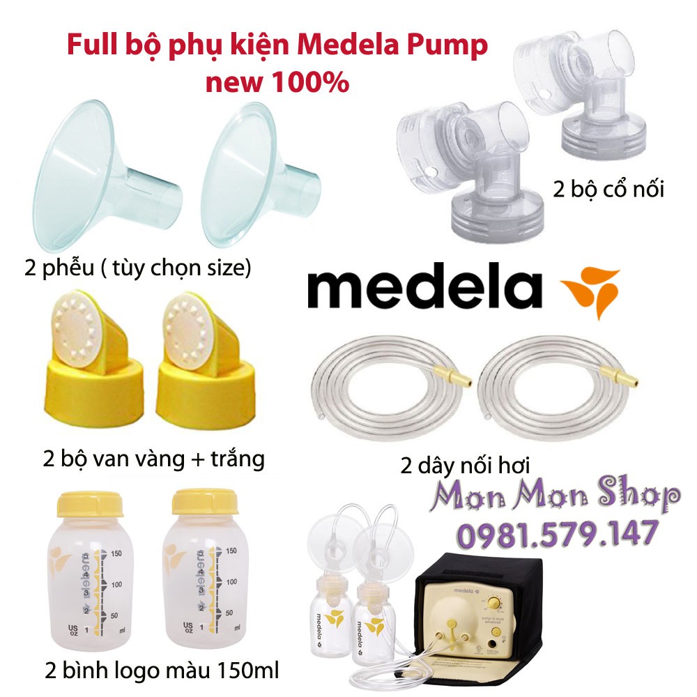 Combo full đầy đủ phụ kiện máy Pump + phễu chọn size sản xuất bởi Maymom