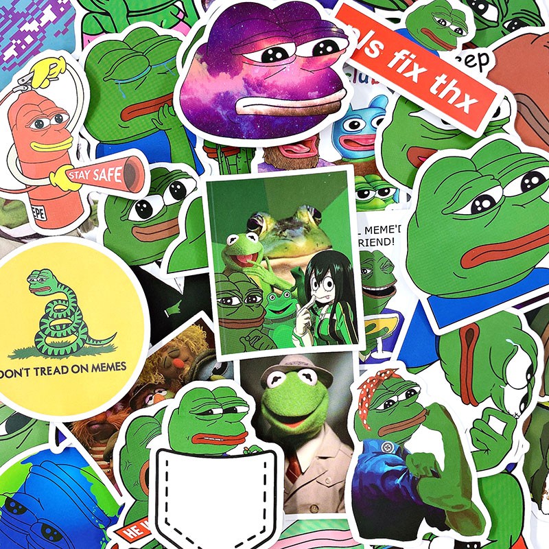 Y&amp;P| Bộ 50 nhãn dán họa tiết hoạt hình Sad Frog Pepe