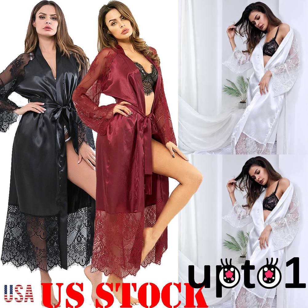 Áo choàng ngủ dài phối ren quyến rũ cho nữ | BigBuy360 - bigbuy360.vn