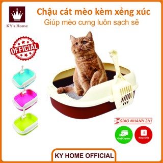 Khay đựng cát vệ sinh cho mèo kèm xẻng chống nước 40x29x14cm